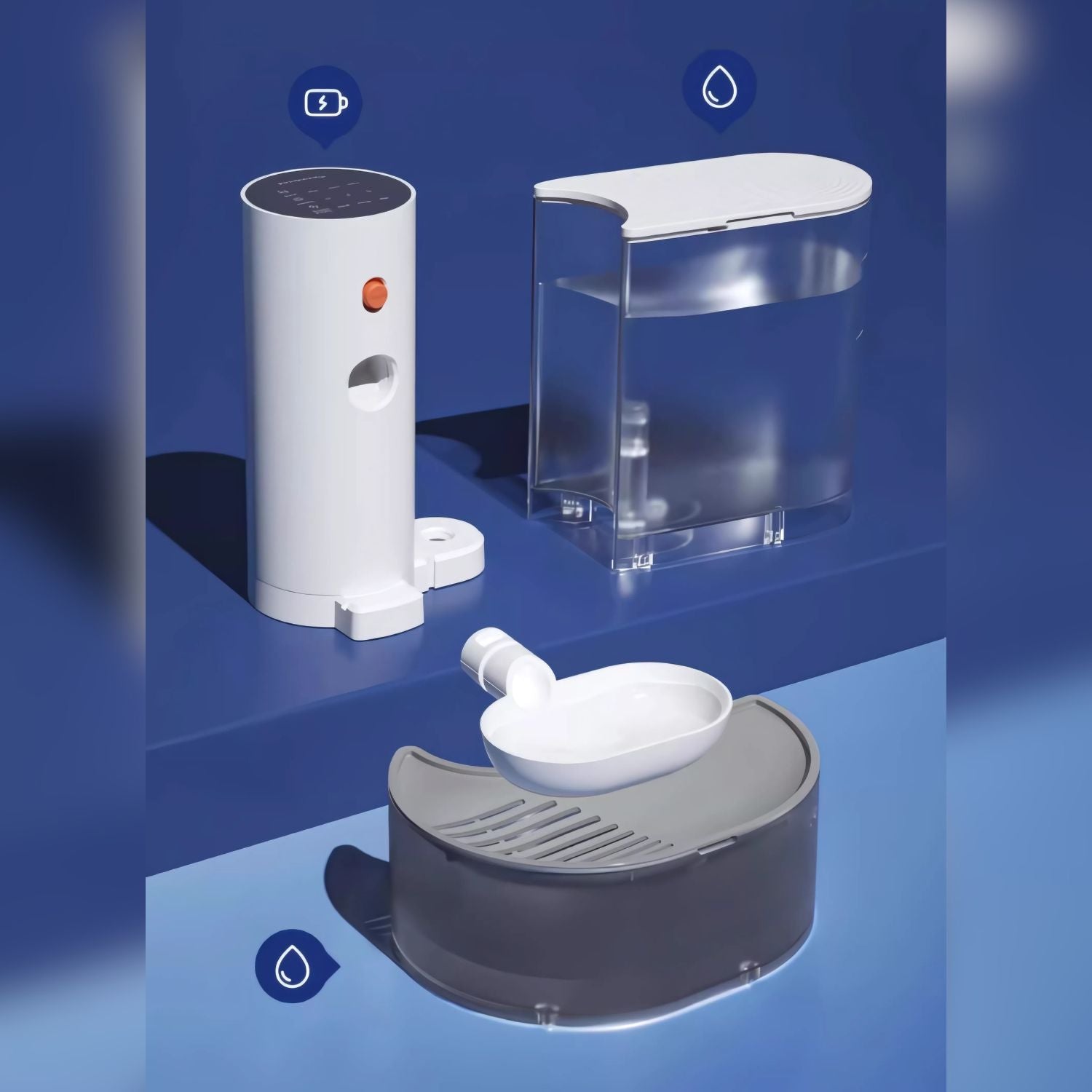 katten drinkfontein slim demontabel ontwerp met grote watercapaciteit